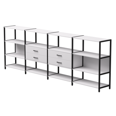 Набор стеллажных систем №4 Everprof EVO 3245x385x1120 Белый/Черный Набор стеллажных систем №4 Everprof EVO 3245x385x1120 Белый/Черный