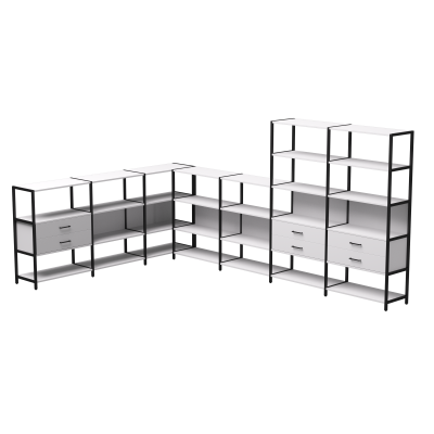 Набор стеллажных систем №19 Everprof EVO 2440x3630x1840 Белый/Черный Набор стеллажных систем №19 Everprof EVO 2440x3630x1840 Белый/Черный