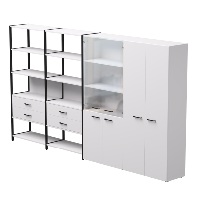 Набор стеллажных систем №16 Everprof EVO 3235x385x1840 Белый/Черный Набор стеллажных систем №16 Everprof EVO 3235x385x1840 Белый/Черный