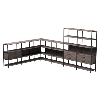 Набор стеллажных систем №19 Everprof EVO 2440x3630x1840 Дуб Пасадена/Черный Набор стеллажных систем №19 Everprof EVO 2440x3630x1840 Дуб Пасадена/Черный