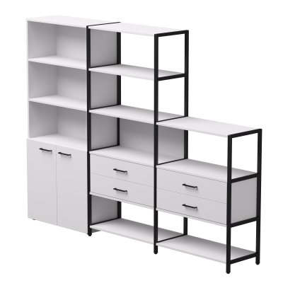 Набор стеллажных систем №12 Everprof EVO 2435x385x1840 Белый/Черный Набор стеллажных систем №12 Everprof EVO 2435x385x1840 Белый/Черный
